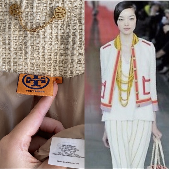 Tory Burch Chanel-Style Runway Tweed Piped Jacket - Picture 6 of 8